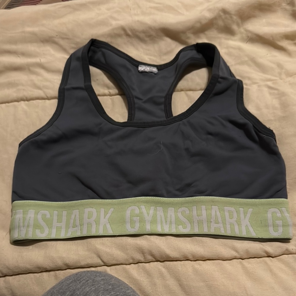 Gymshark Women's Gray and Green Sports Bra
